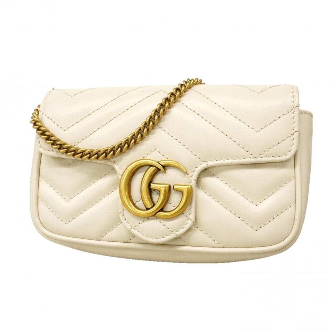 Gucci GG Marmont Shoulder Bag 476433 Leather Ivory Women's (1 of 10)
