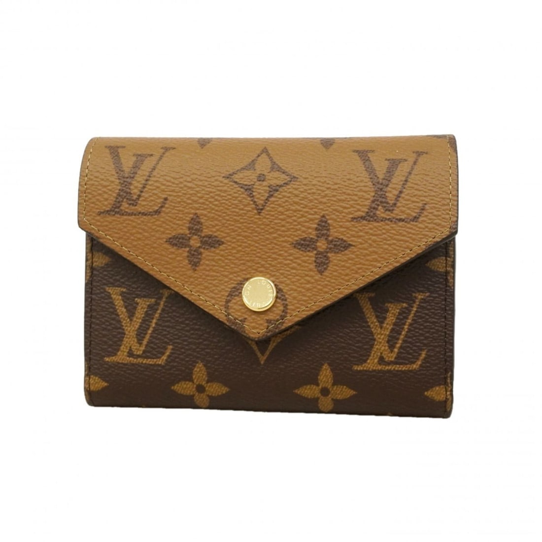 Louis Vuitton Tri-fold Wallet Monogram Reverse Portefeuille Victorine M81557 Brown Women's (1 of 12)