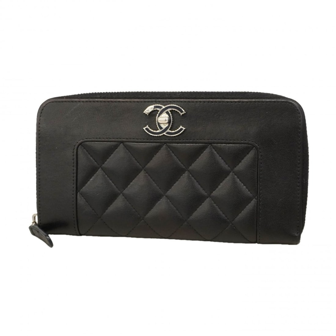 Chanel Mademoiselle Lambskin Long Wallet, Black, Women's: --- Catalog ---Category: SizeSize (HxWxD): 10.5cm x 19cm x 2.5cm / 4.13'' x 7.48'' x 0.98''Category: DesignType: Long wallet (bi-fold)Color: BlackGender: WomenMaterial: Leather Leather/Fur Type: Lambs