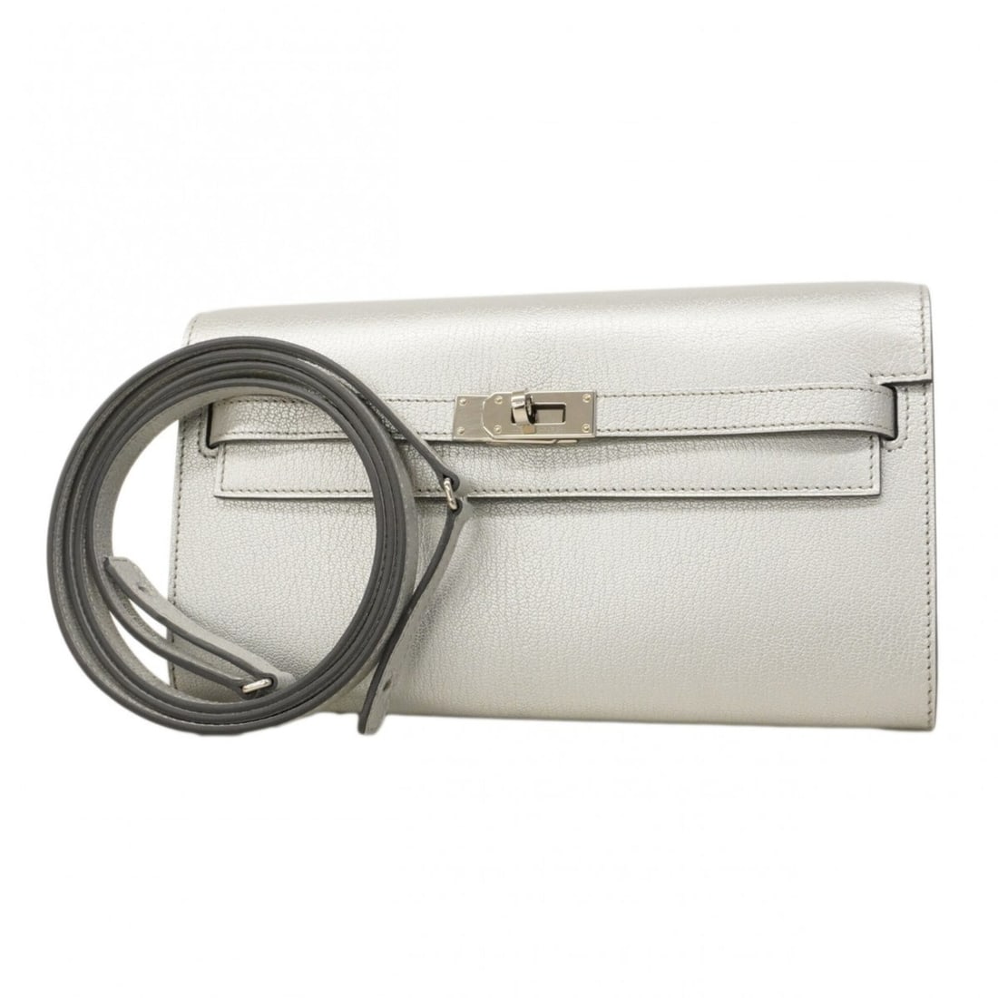Hermes Kelly Long To Go Chevre Sham Kila Argent Wallet (Women's) - K Stamp: --- Catalog ---Category: SizeSize (HxWxD): 11cm x 20cm x 3.5cm / 4.33'' x 7.87'' x 1.37''Category: DesignType: Chain/Shoulder walletColor: ArgentGender: WomenCategory: GeneralBrand: Hermes--- Item Lis