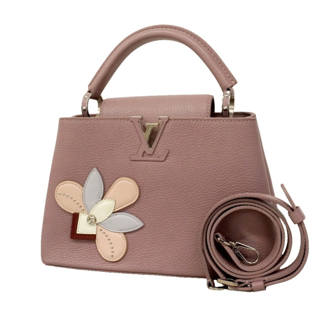 Louis Vuitton Capucines BB Pink 2-way handbag for women: --- Catalog ---Category: SizeSize (HxWxD): 17.5cm x 26.5cm x 9cm / 6.88'' x 10.43'' x 3.54''Category: DesignType: HandbagColor: PinkGender: WomenCategory: GeneralBrand: Louis Vuitton--- Item List ---S
