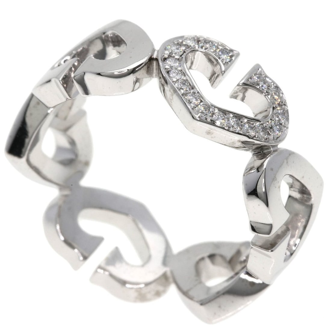 Cartier C Heart Diamond Ring, 18K White Gold, Women's. (1 of 10)