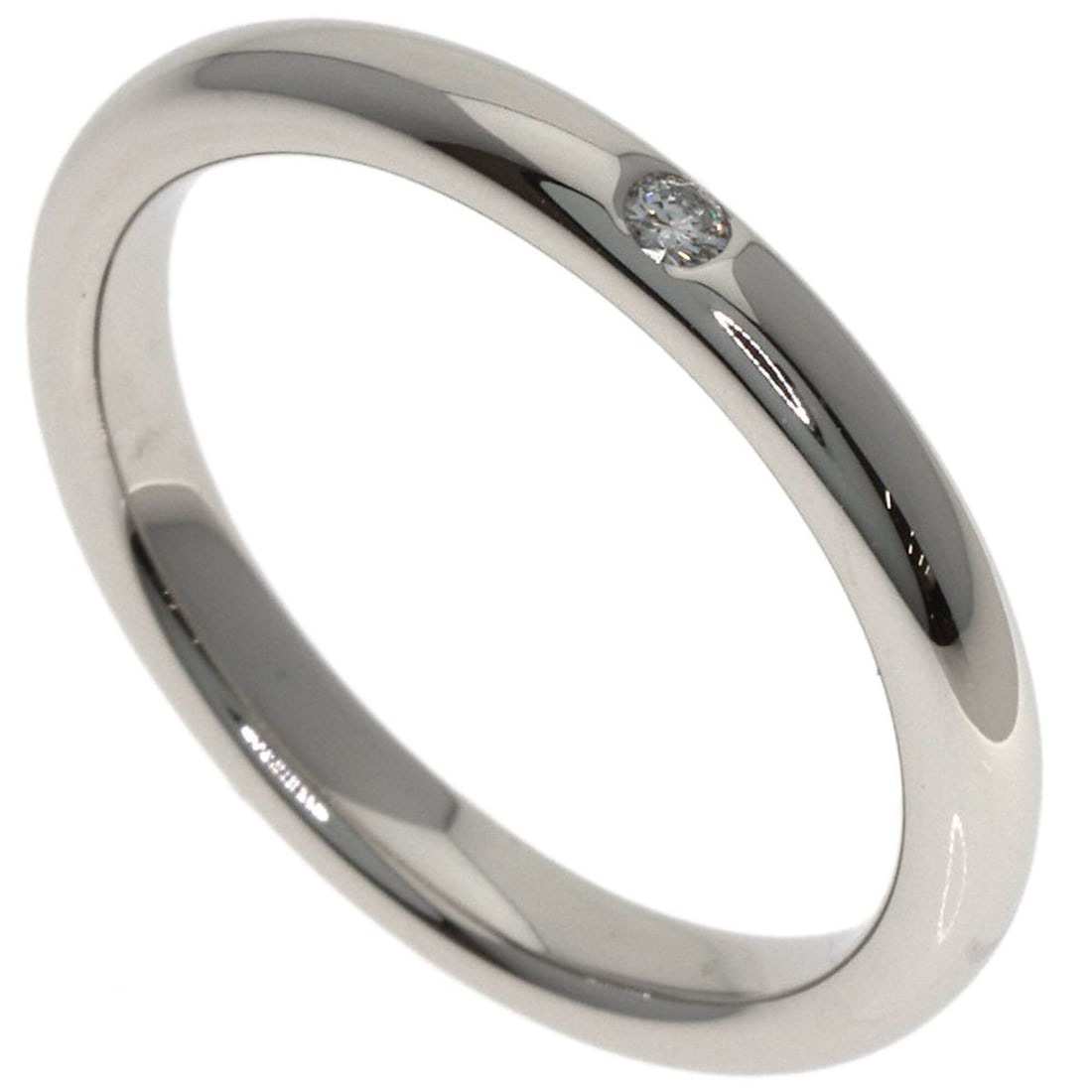 Tiffany & Co. Stacking Band 1P Diamond Ring, Platinum PT950, Women's. (1 of 19)