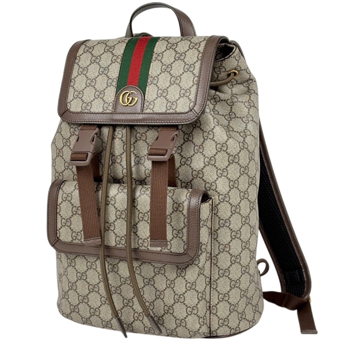 Gucci Ophidia GG Backpack/Daypack, Sherry Line Web Backpack, Coated Canvas, Brown, 792114, Women's: --- Catalog ---Category: SizeSize (HxWxD): 38cm x 28cm x 12cm / 14.96'' x 11.02'' x 4.72''Category: DesignType: BackpackColor: BrownGender: WomenMaterial: Coated canvas , Leather Category: