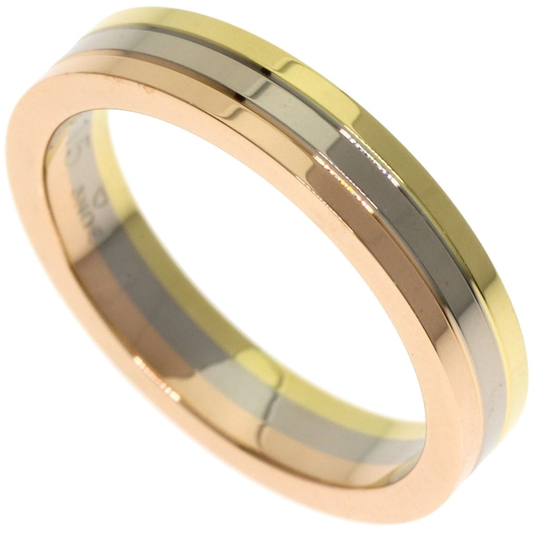 Cartier Three-Color Ring #48, 18K Yellow Gold/18K White Pink Gold, Women's.: --- Catalog ---Category: SizeJP Size: 8US Size: 4.5Category: DesignType: Band ringGender: WomenMaterial: Pink gold (18K), White gold (18K), Yellow gold (18K)Category: GeneralBrand: Cartier--- Item Lis