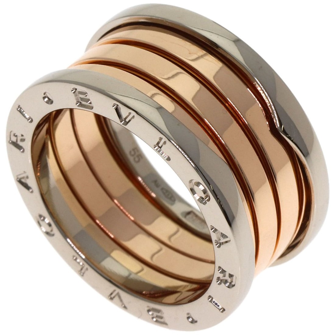 BVLGARI B-zero1 4-band ring #55, 18K white gold/18KPG, women's.: --- Catalog ---Category: SizeJP Size: 15US Size: 7.5Category: DesignType: Band ringGender: WomenMaterial: Pink gold (18K), White gold (18K)Category: GeneralBrand: Bvlgari--- Item List ---Section: