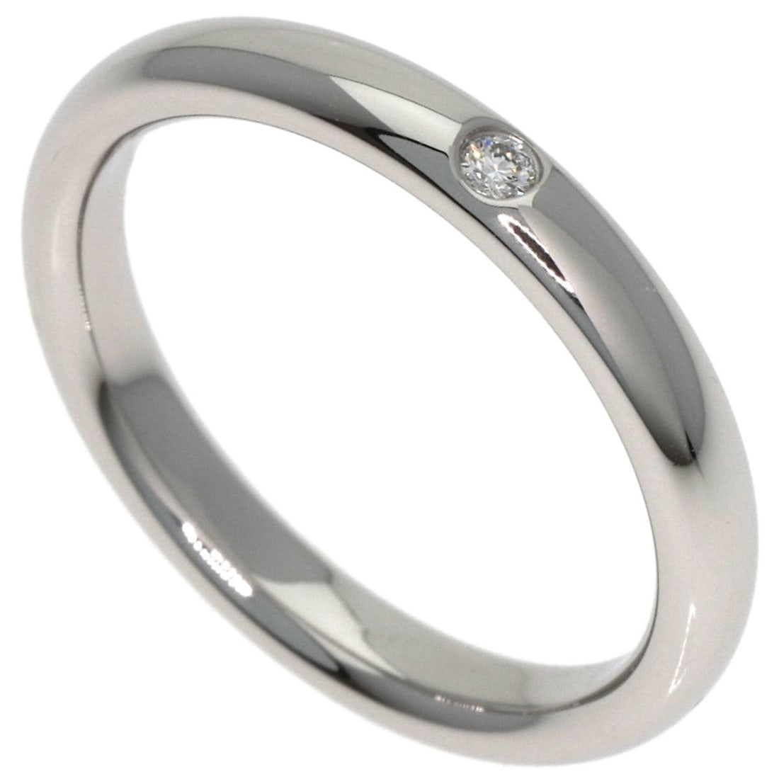 Tiffany & Co. Stacking Band 1P Diamond Ring, Platinum PT950, Women's. (1 of 14)