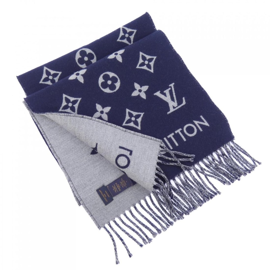 Louis Vuitton All About Monogram M79130 Scarf: --- Catalog ---Category: SizeSize (LxW): 1.79m x 33.5cm / 70.47'' x 13.18''Category: DesignType: StoleColor: Gray, NavyGender: MenCategory: GeneralMPN: M79130Brand: Louis Vuitton--- Item List