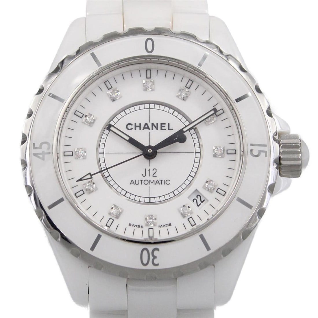 Chanel J12 38mm Ceramic 12P H1629 Automatic Watch: --- Catalog ---Category: SizeWrist Size: 19cm / 7.48''Case Diameter: 38mm / 1.5''Category: DesignType: WristwatchGender: MenColor (Dial): WhiteMaterial (Band): CeramicMaterial (Case):