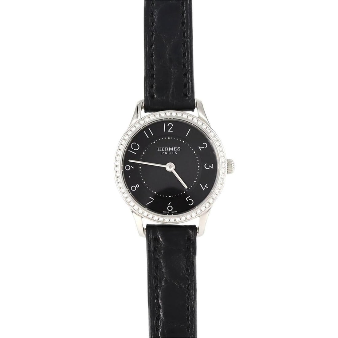 Hermes Slim d'Hermès D CA2.130 SS Quartz Watch: --- Catalog ---Category: SizeCase Diameter: 25mm / 0.98''Category: DesignType: WristwatchGender: WomenColor (Dial): BlackMaterial (Band): Stainless steelMaterial (Case): Stainless steelCategory: Gener