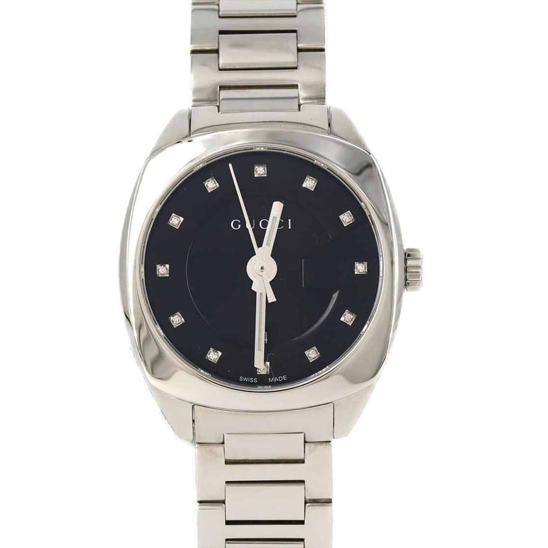 Gucci GG2570?12P 142.5 YA142503 SS Quartz Watch: --- Catalog ---Category: SizeWrist Size: 16.5cm / 6.49''Case Diameter: 29mm / 1.14''Category: DesignType: WristwatchGender: WomenColor (Dial): BlackMaterial (Band): Stainless steelMaterial (Case):