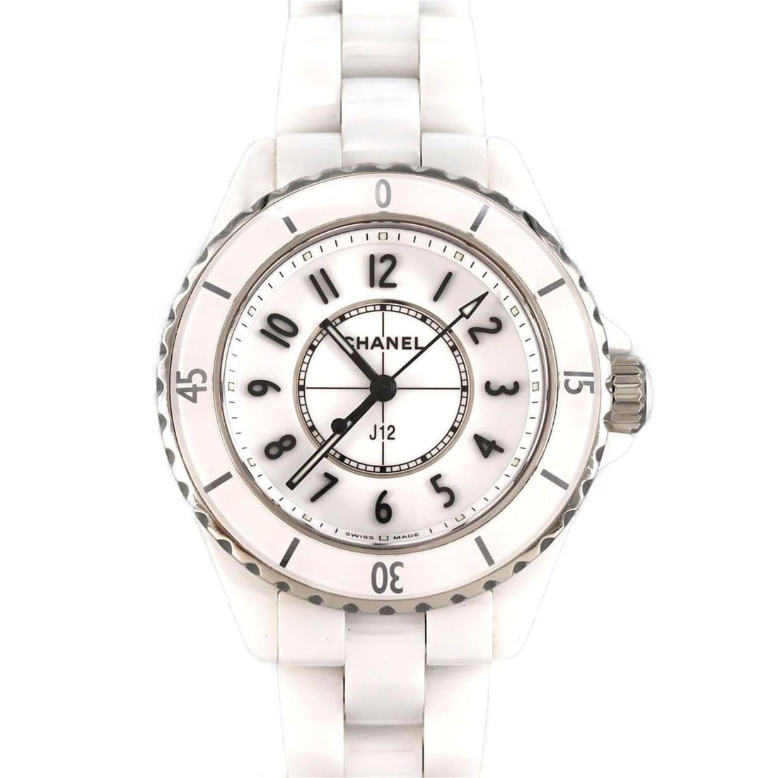 Chanel J12 33mm Ceramic H5698 Quartz Watch: --- Catalog ---Category: SizeWrist Size: 17cm / 6.69''Case Diameter: 33mm / 1.3''Category: DesignType: WristwatchGender: WomenColor (Dial): WhiteMaterial (Band): CeramicMaterial (Case):