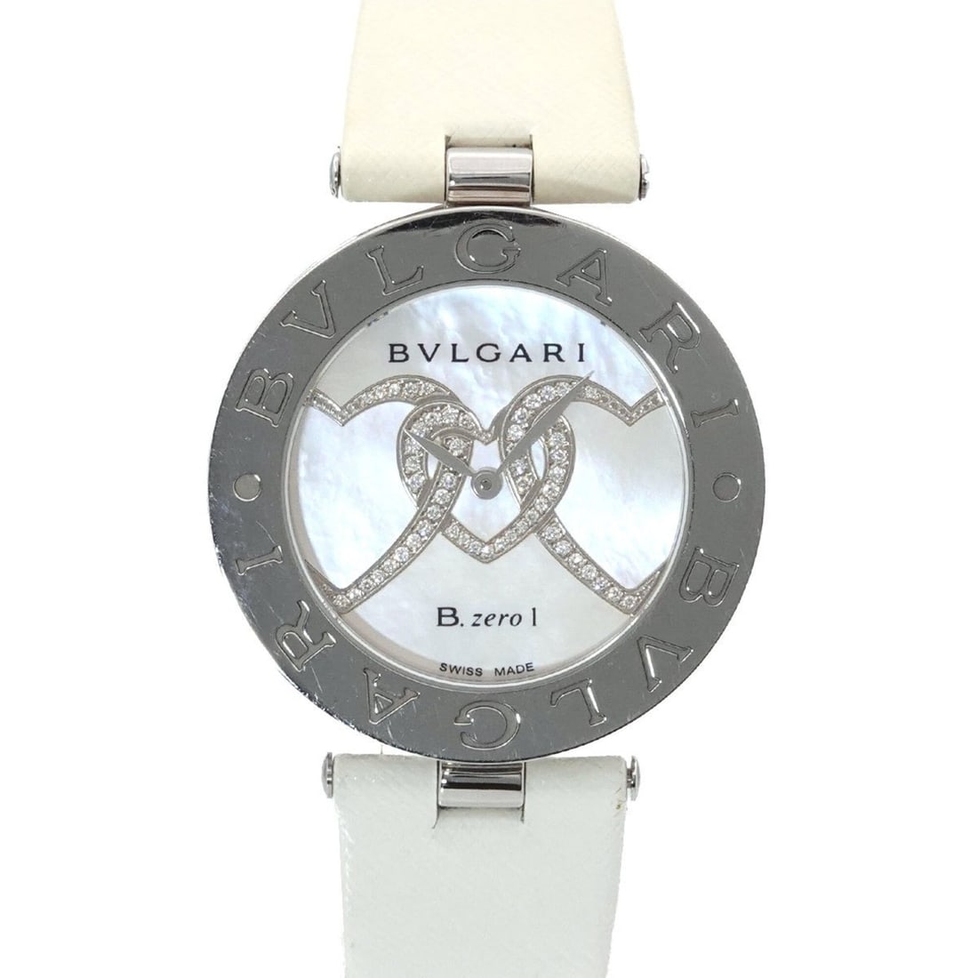 Bulgari BVLGARI B-zero 1 Double Heart BZ35S Women's Watch Diamond White Shell Quartz: --- Catalog ---Category: SizeWrist Size: 15cm - 19cm / 5.9'' - 7.48''Case Diameter: 35mm / 1.38''Category: DesignType: WristwatchGender: WomenColor (Dial): Silver, White shellMaterial (Band): LeatherM