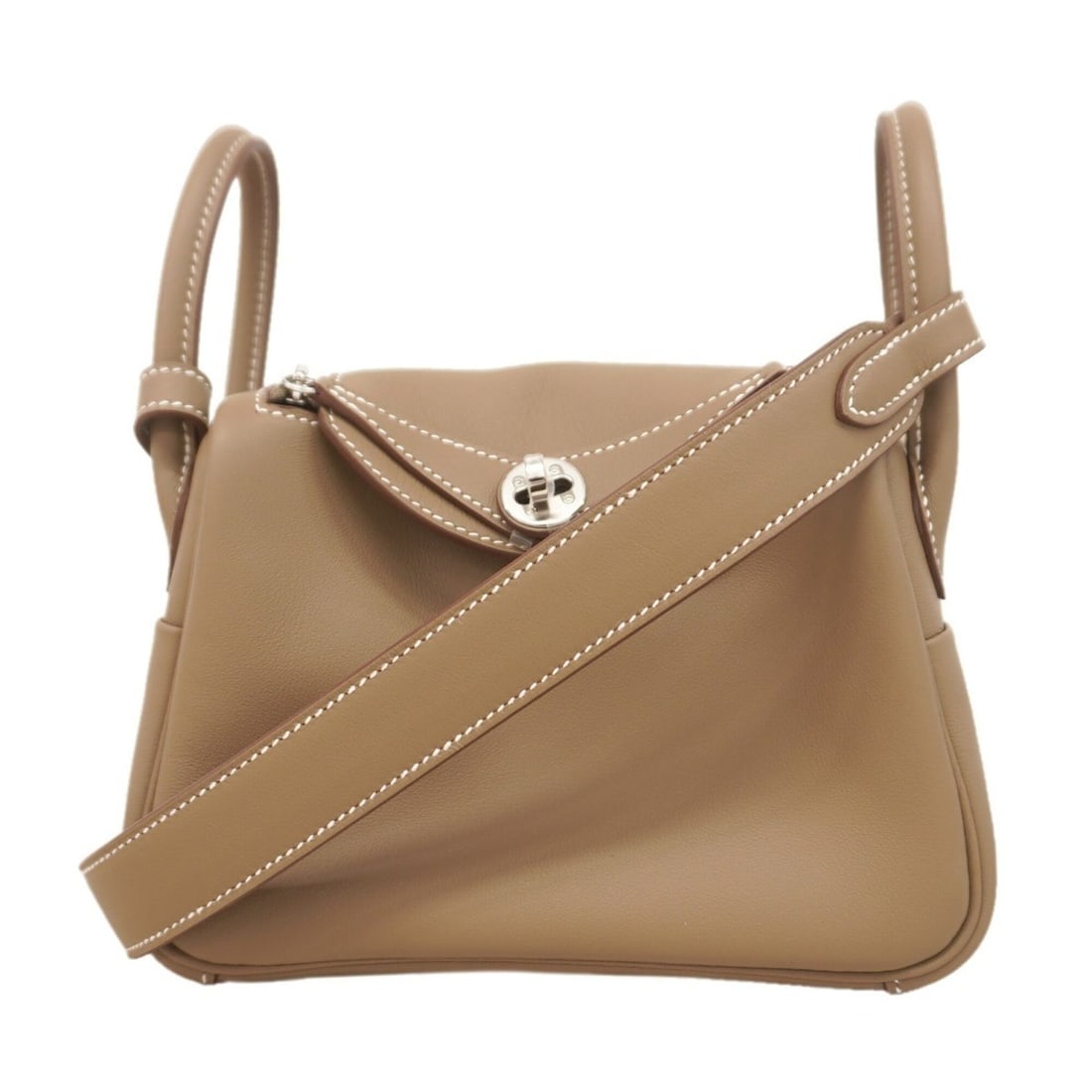 Hermes Lindy Mini Swift Etoupe Handbag, G Stamp, 2-way Bag for Women (1 of 17)