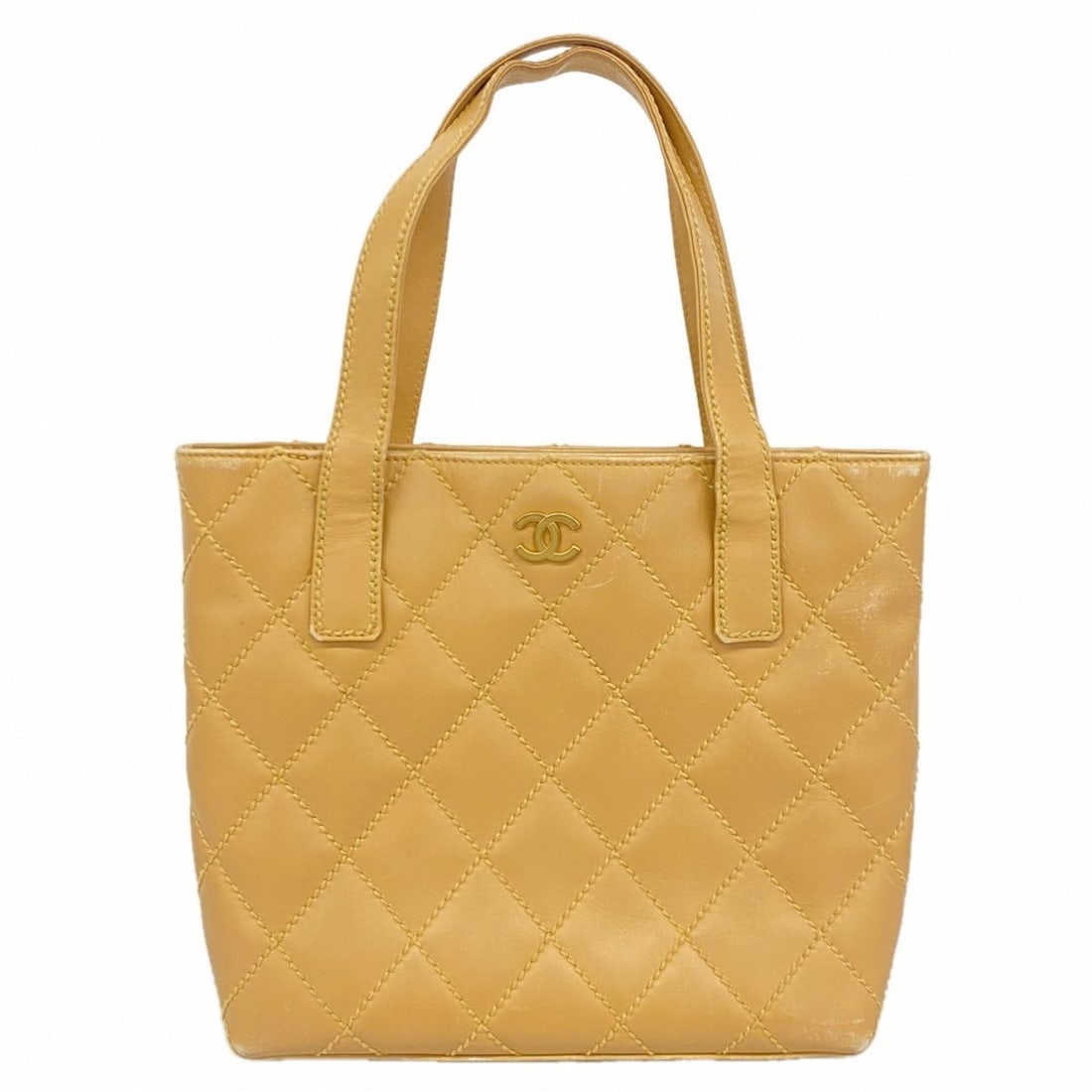 Chanel Wild Stitch Lambskin Handbag, Beige, Women's: --- Catalog ---Category: SizeSize (HxWxD): 23cm x 24cm x 7cm / 9.05'' x 9.44'' x 2.75''Category: DesignType: HandbagColor: BeigeGender: WomenMaterial: Leather Hardware Color: GoldLeather/Fur Type: Lam