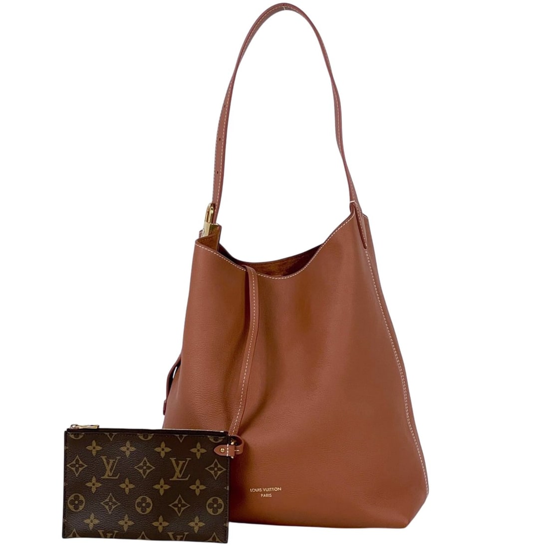 Louis Vuitton Low Key Hobo MM Shoulder Bag, Grained Calf Leather, Cognac, M24974, Women's (1 of 11)