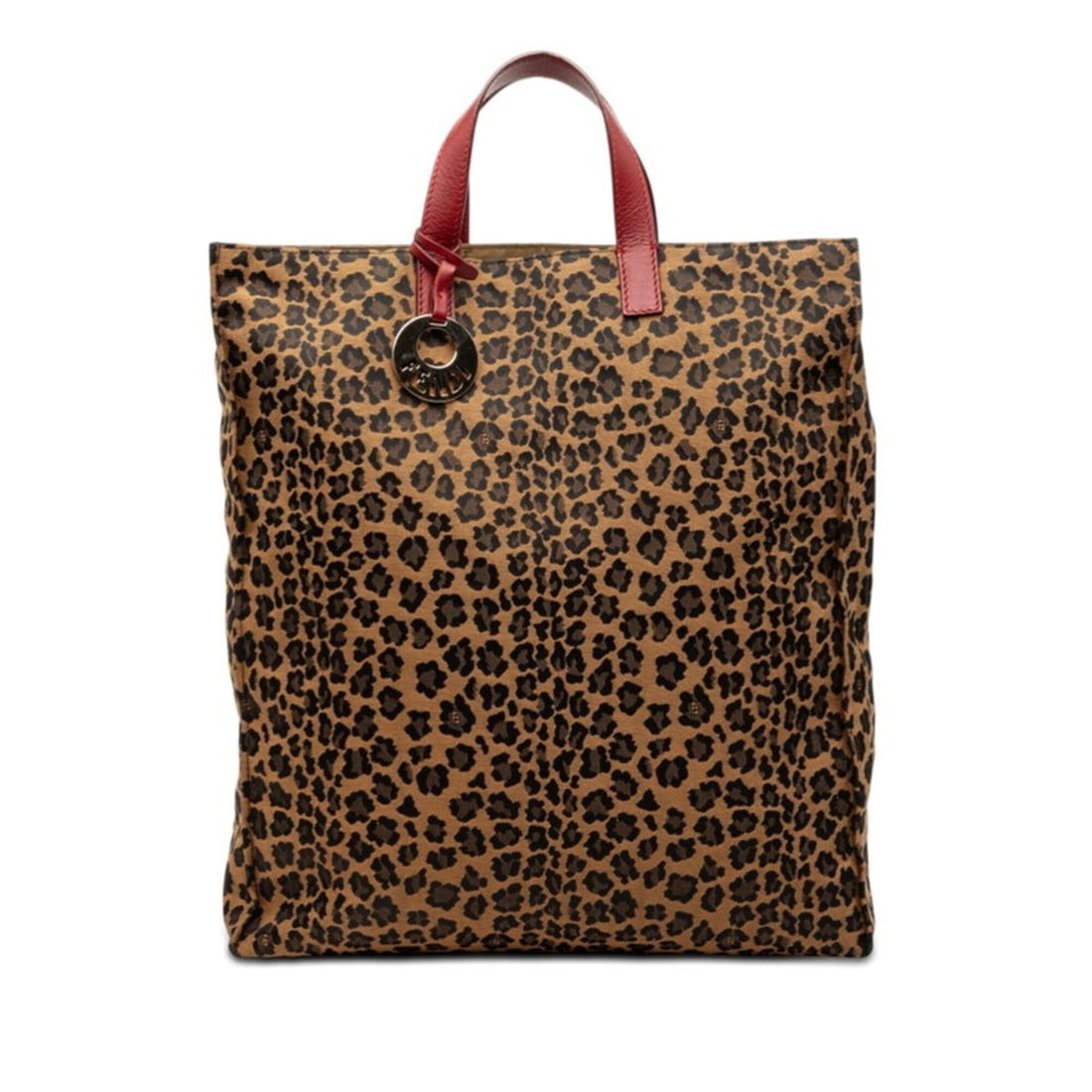 Fendi Leopard Print Tote Bag Handbag 8BH173 Brown Red Canvas Leather Women's FENDI (1 of 16)