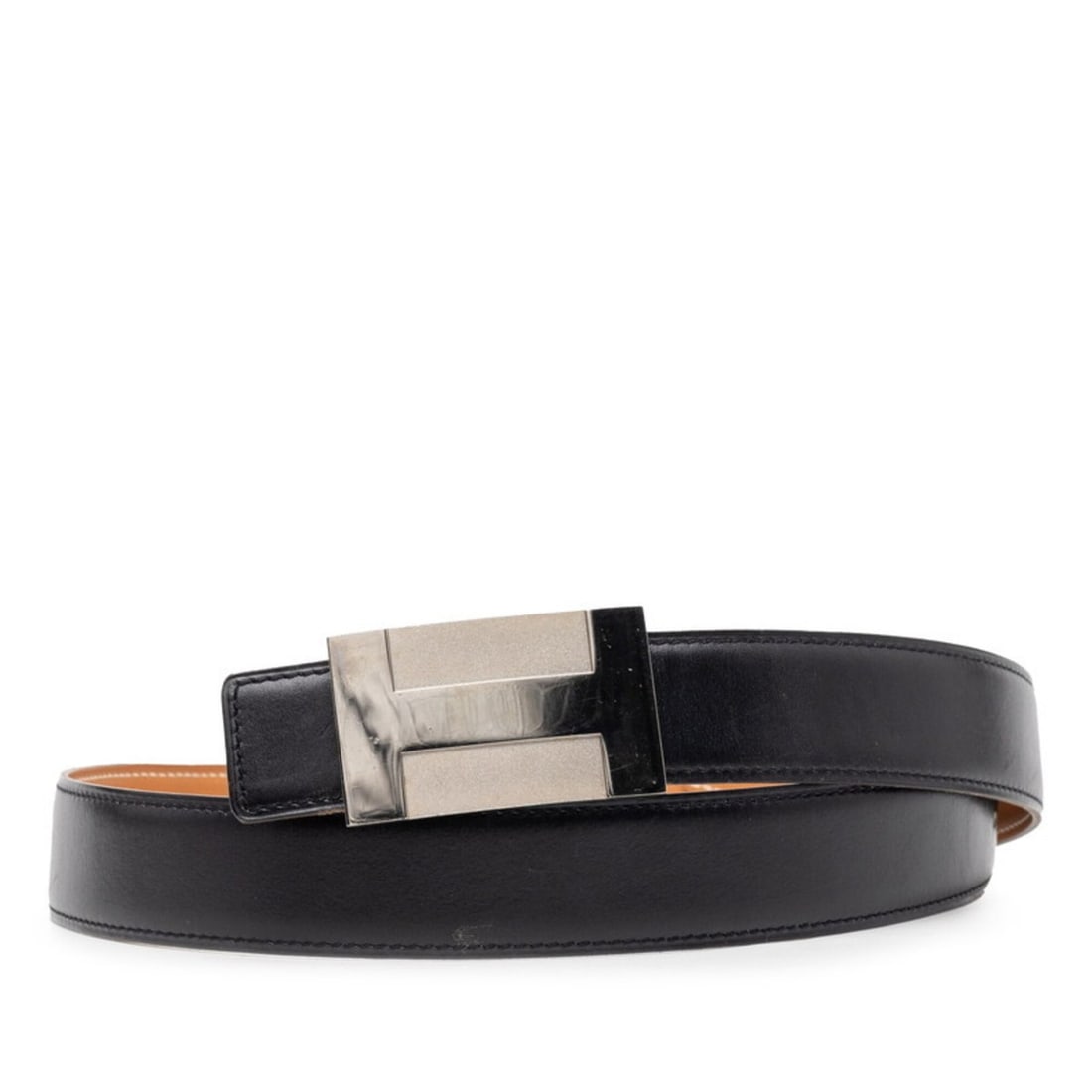Hermes H-plate belt, size 85, black leather, women's. (1 of 11)