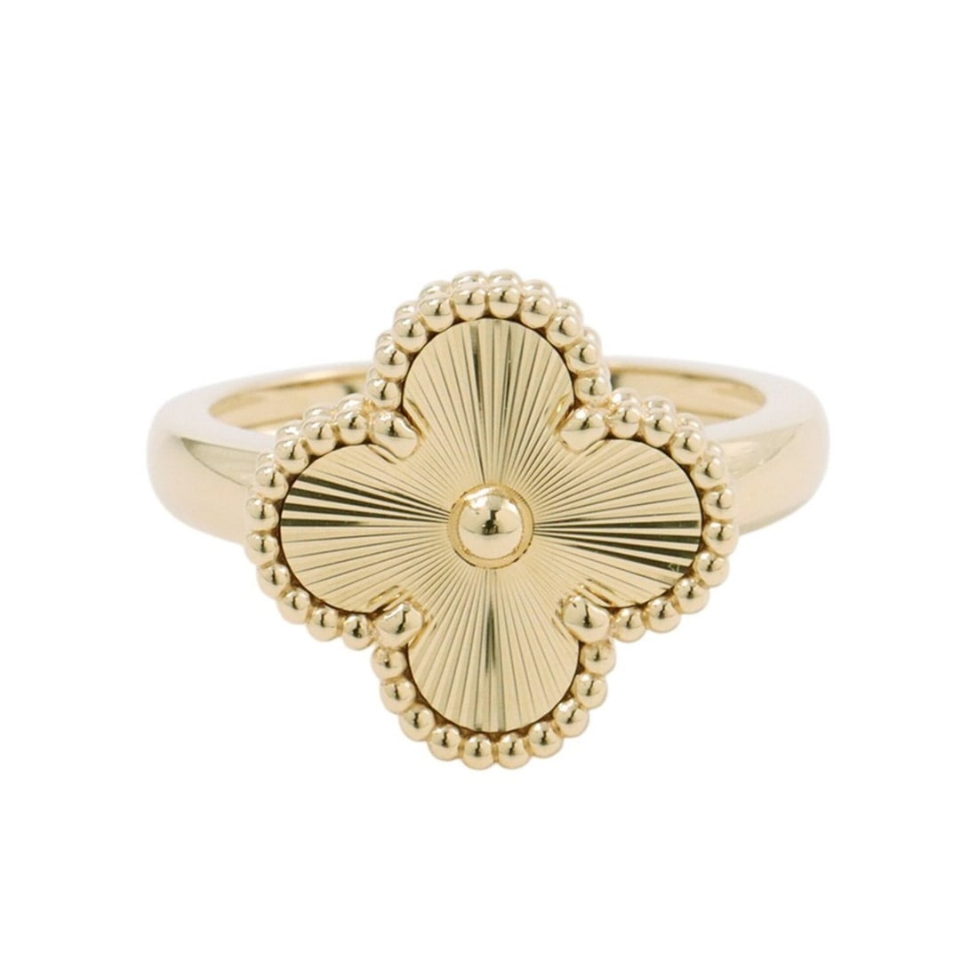 Van Cleef & Arpels Alhambra Guilloche Ring, 18K Yellow Gold, Size 54 (VCARP6I300, VCARP6I354). (1 of 13)