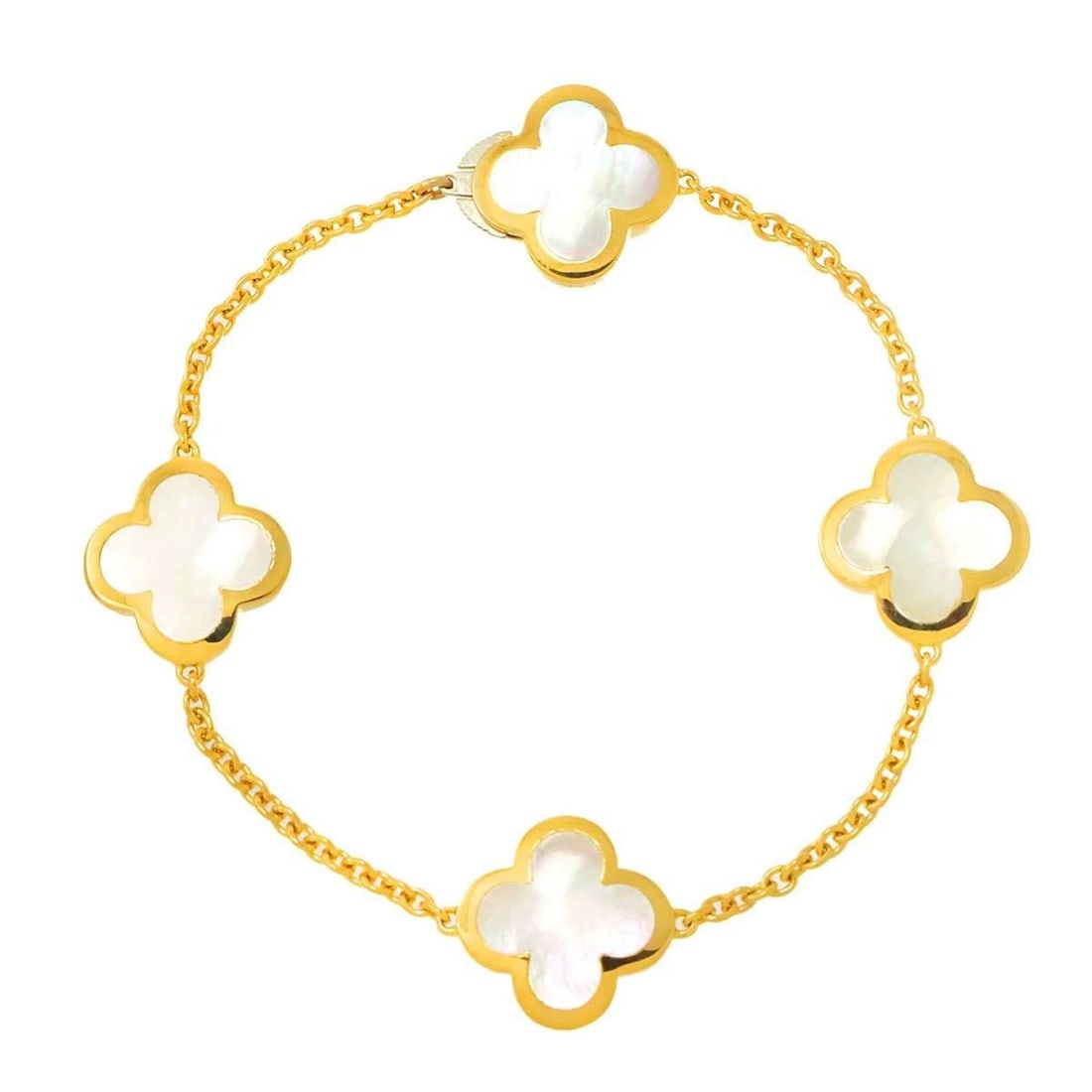 Van Cleef & Arpels Pure Alhambra Shell 4P Bracelet 17.5cm 18K Yellow Gold 750 (1 of 10)