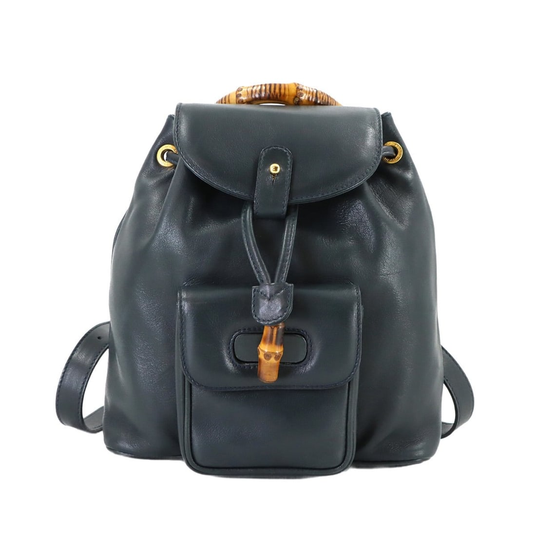 Gucci Bamboo Backpack, Leather, Navy, Gold Hardware, 003 2034 0030 (1 of 20)