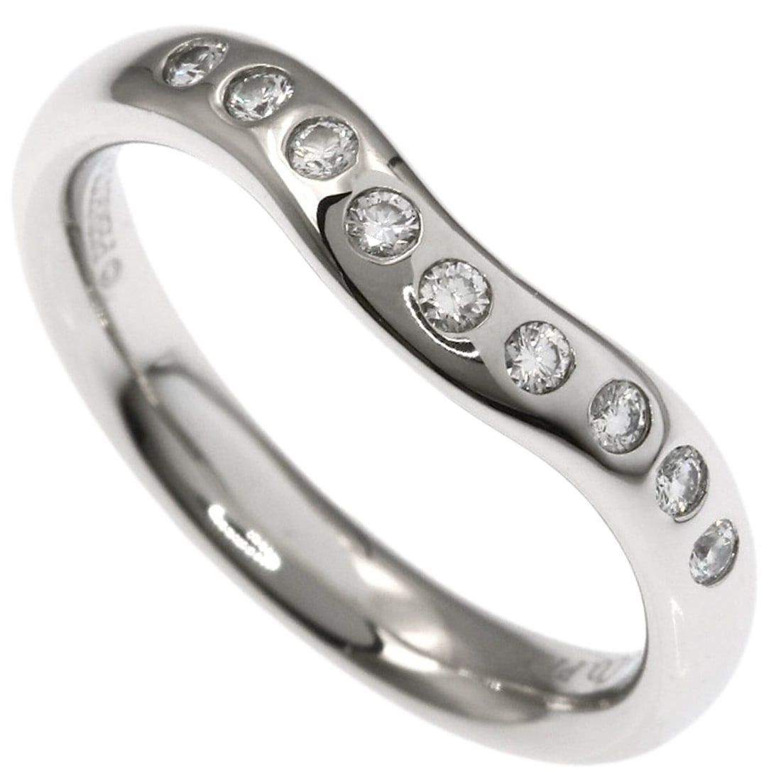 Tiffany & Co. Curved Band Diamond Ring, Platinum PT950, Women's.: --- Catalog ---Category: SizeJP Size: 7US Size: 4Category: DesignType: Band ringGender: WomenMaterial: Platinum 950Category: GeneralBrand: Tiffany--- Item List ---Section: ConditionRanking: Rank A Use