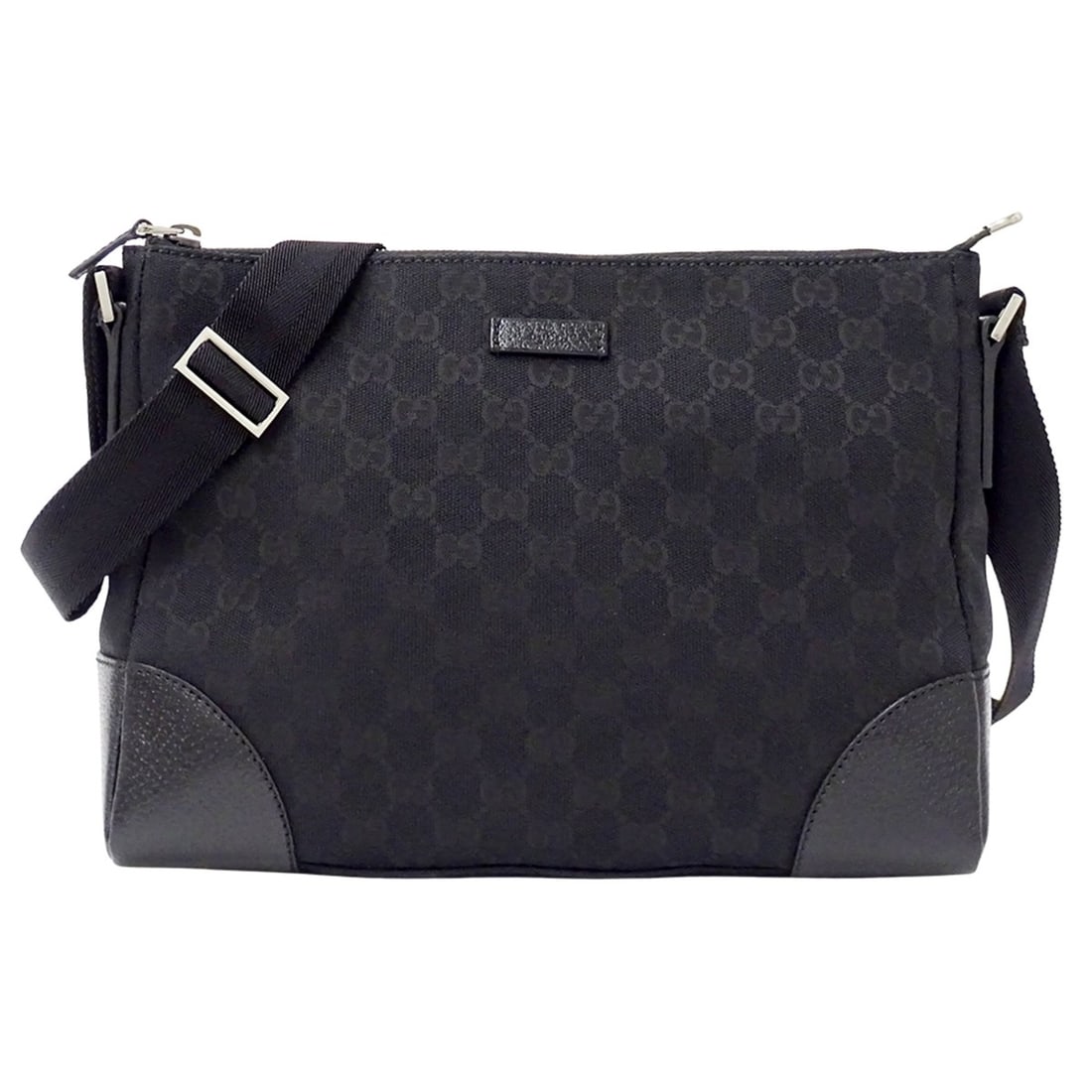 Gucci handbag for women and men, brand shoulder bag, GG canvas, black, 114273. (1 of 13)