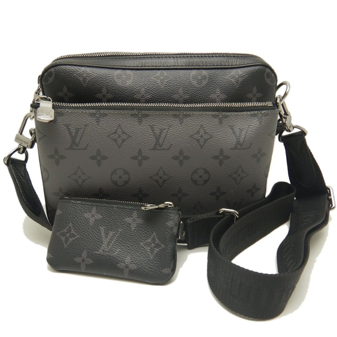 LOUIS VUITTON Louis Vuitton Monogram Eclipse Trio Messenger M69443 Shoulder Bag Black Gray Men's (1 of 20)