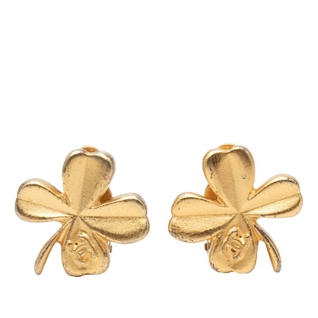 Chanel Coco Mark Clover Motif Earrings, Gold Plated, Women's CHANEL (1 of 19)