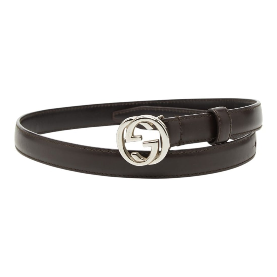 Gucci Interlocking G Logo Buckle Belt, Size 70 (28cm), Dark Brown Leather, Women's. (1 of 20)