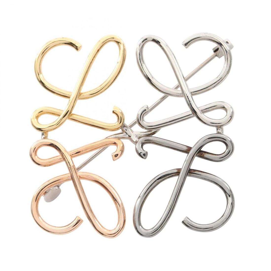 Loewe Anagram Brooch, Gold Plated, Women's, Silver/Gold Tones, Multicolor (1 of 11)