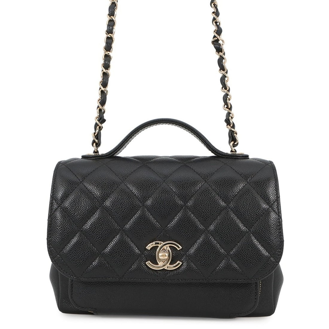 Chanel Matelassé Coco Mark Affinity Caviar Skin Handbag A93749 2-way Chain Shoulder Bag Black (1 of 18)