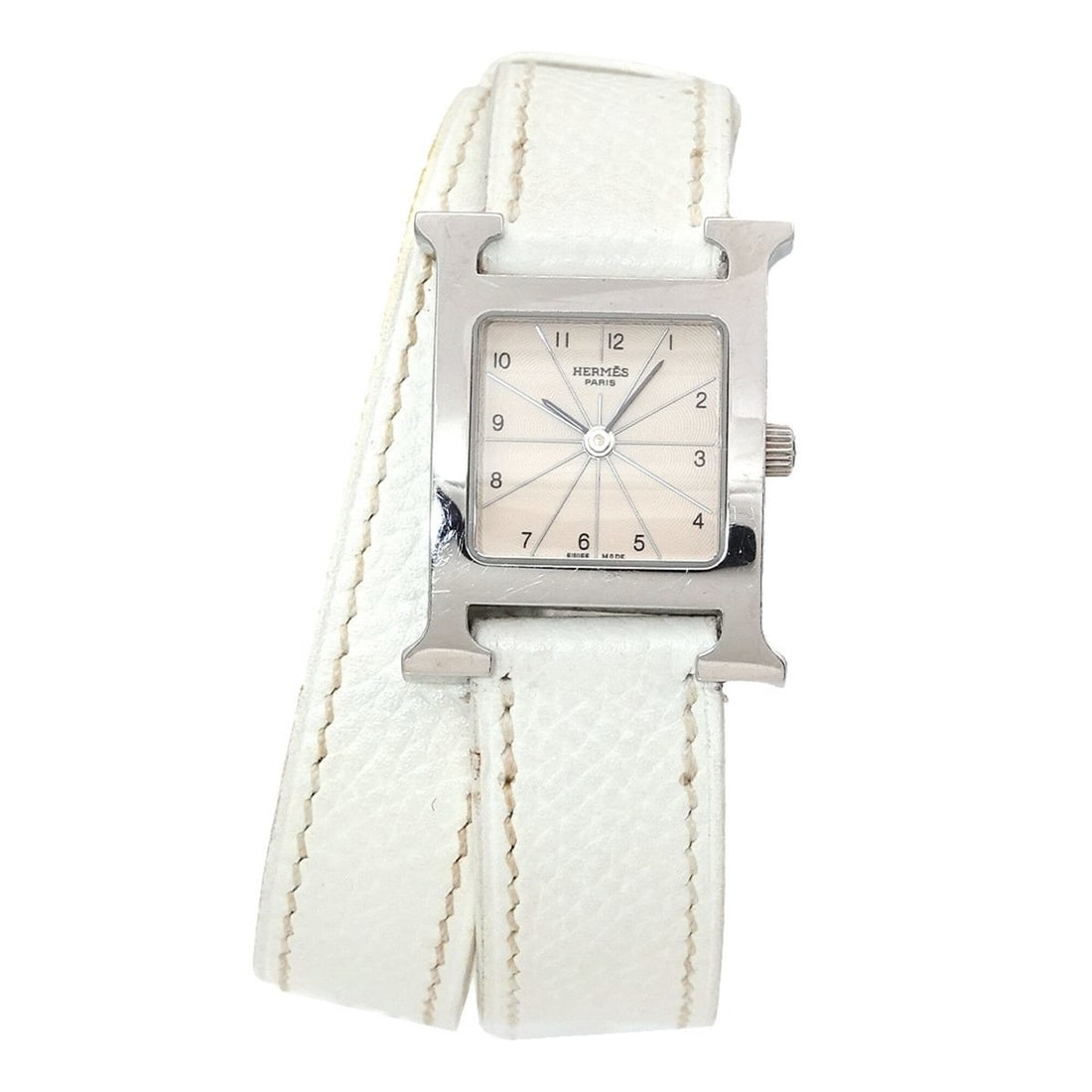 Hermes H-Watch Double Tour HH1 210 Women's Watch Silver Quartz H (1 of 14)