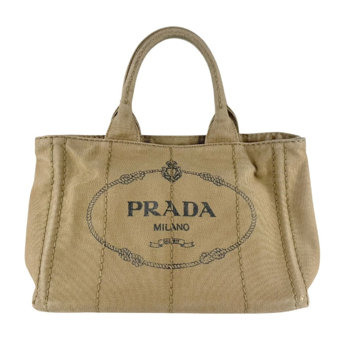 Prada PRADA handbag shoulder bag Canapa canvas beige brown gold women's z9226 (1 of 14)