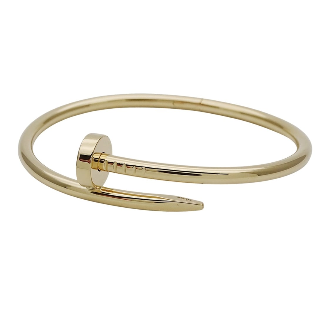 Cartier bracelet for women, brand bangle, 750YG Juste un Clou Classic model, yellow gold, size #17,: --- Catalog ---Category: SizeWeight: 33.3g / 1.17oz.Stone Diameter: 17cm / 6.69''Stone Size (HxW): 14.1cm x 3.2cm / 5.55'' x 1.25''Category: DesignType: Charm braceletColor: YellowGender: WomenMateria
