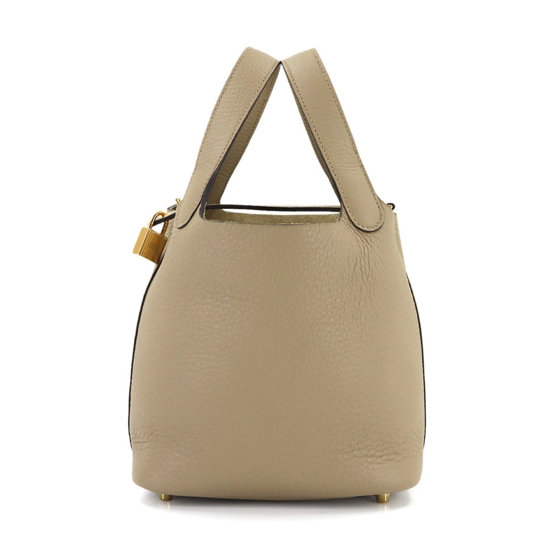 Hermes Picotin Lock PM Handbag, Taurillon Clemence Leather, Trench Gold Hardware, B Stamp.: --- Catalog ---Category: SizeSize (HxWxD): 18.5cm x 18cm x 14cm / 7.28'' x 7.08'' x 5.51''Category: DesignType: HandbagColor: BeigeGender: WomenMaterial: Taurillon clemence leather Category: GeneralBr