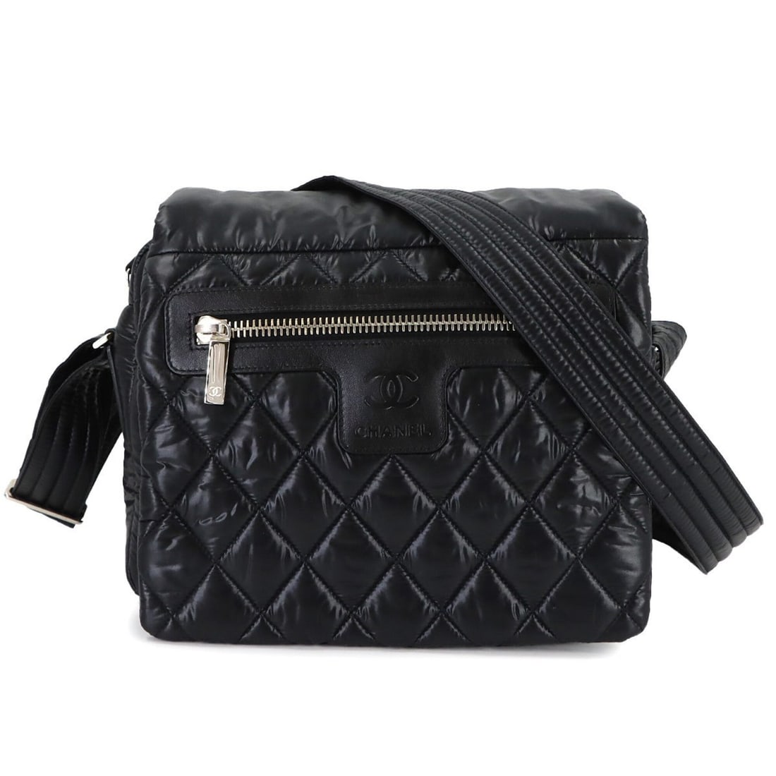 Chanel Coco Cocoon Small Shoulder Handbag, Nylon Leather, Black, Silver Hardware, A48616 Bag (1 of 11)