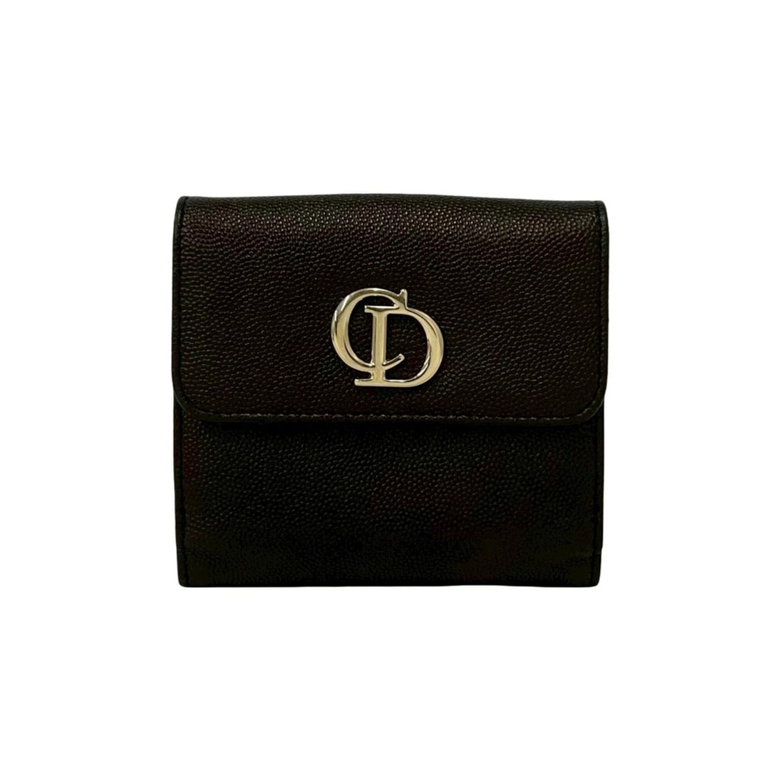 Christian Dior Dior CD Logo Leather Bi-fold Wallet with Double Snap Closure, Compact, Black (27485) (1 of 16)