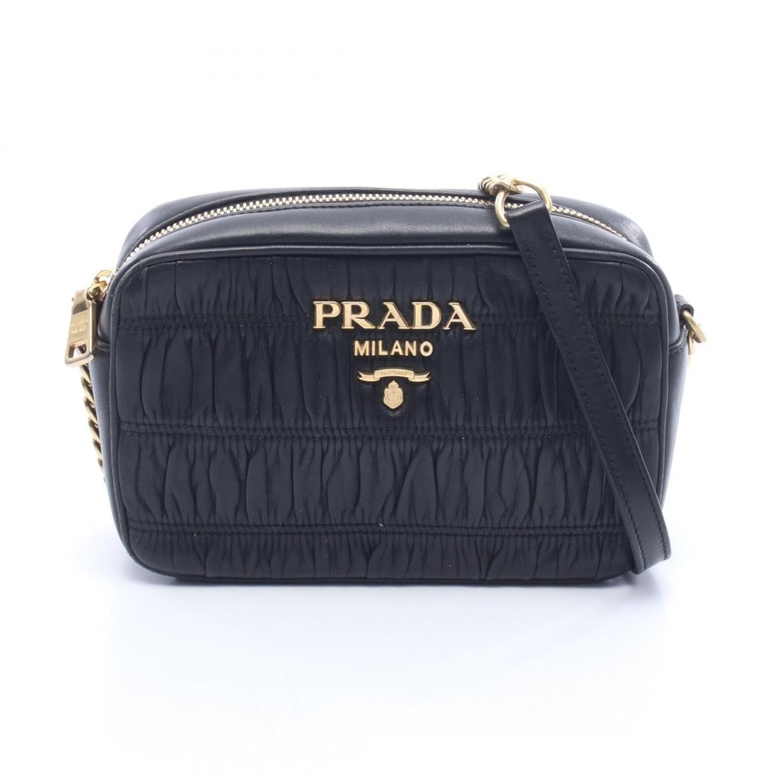 Prada Nappa Gaufre Shoulder Bag/Handbag, Leather, Women's, Black, 1BH112 (1 of 8)