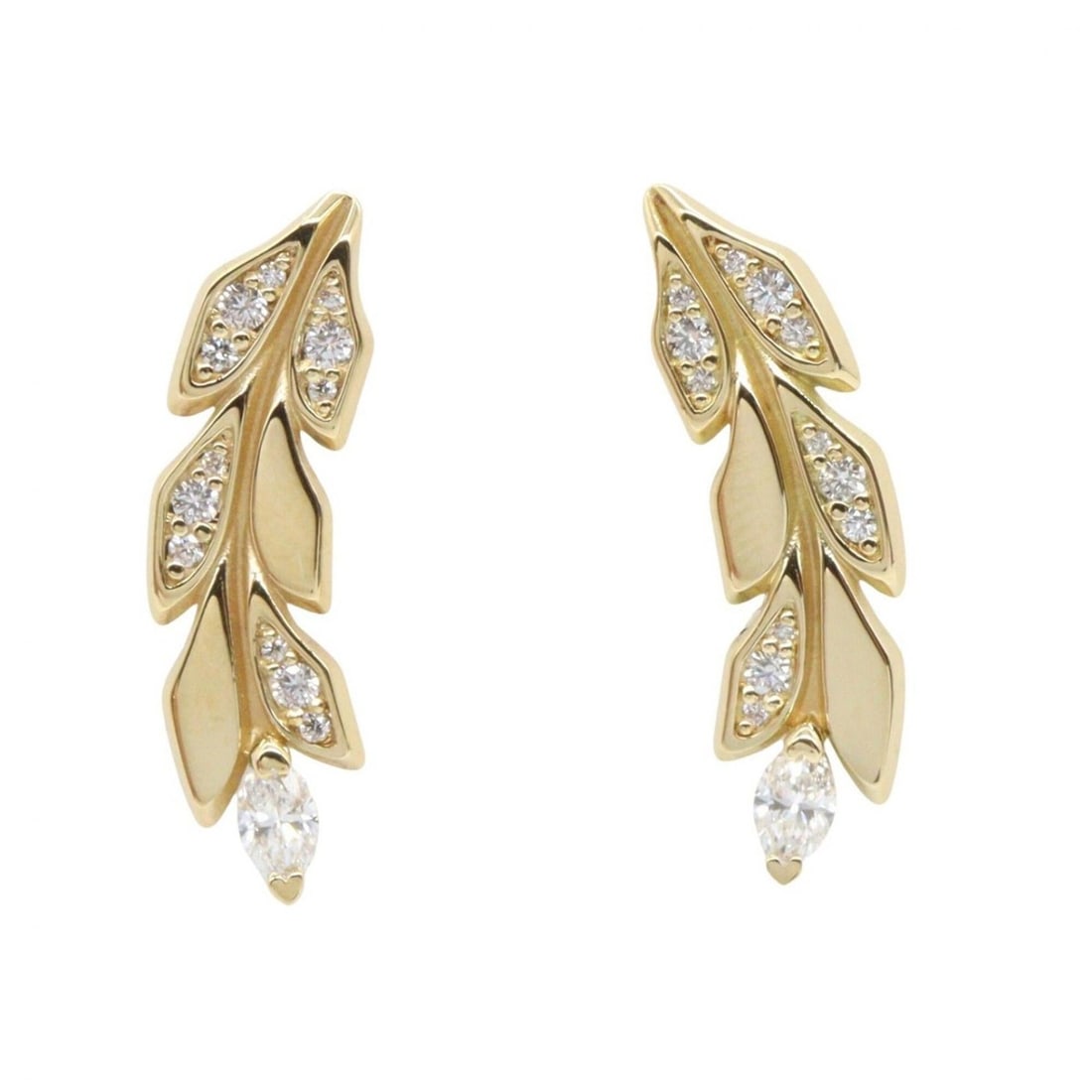 Tiffany & Co. Victoria Vineclimber Earrings, 18K (Yellow Gold) Diamond Women's, Gold Tone, Clear: --- Catalog ---Category: SizeSize (HxWxD): 22.00mm x 6.00mm / 0.87'' x 0.24''Category: DesignType: Stud earringsColor: Clear, GoldStone: DiamondGender: WomenMaterial: Yellow gold (18K)Category: Genera