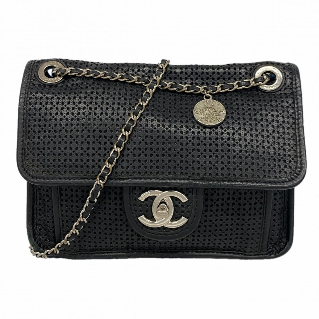 Chanel Shoulder Bag, Double Chain, French Riviera Leather, Black, Women's: --- Catalog ---Category: SizeSize (HxWxD): 18cm x 23cm x 6cm / 7.08'' x 9.05'' x 2.36''Category: DesignType: Shoulder bagColor: BlackGender: WomenMaterial: Leather Hardware Color: SilverCategory: Gene