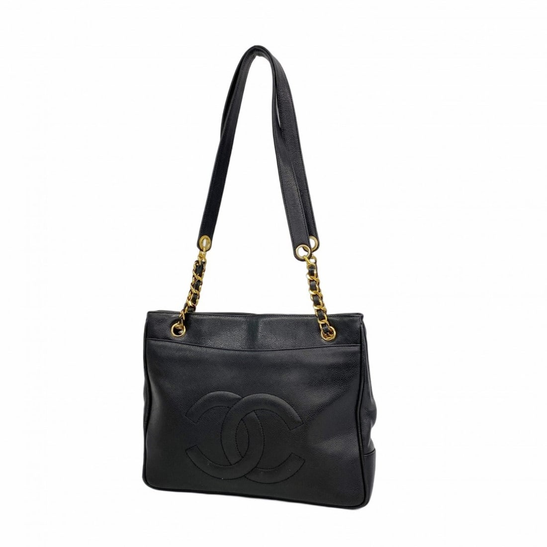 Chanel Tote Bag/Chain Tote, Caviar Leather, Black, Women's: --- Catalog ---Category: SizeSize (HxWxD): 25cm x 31.5cm x 6.5cm / 9.84'' x 12.4'' x 2.55''Category: DesignType: Tote bagColor: BlackGender: WomenMaterial: Grained Calfskin Hardware Color: GoldCategor