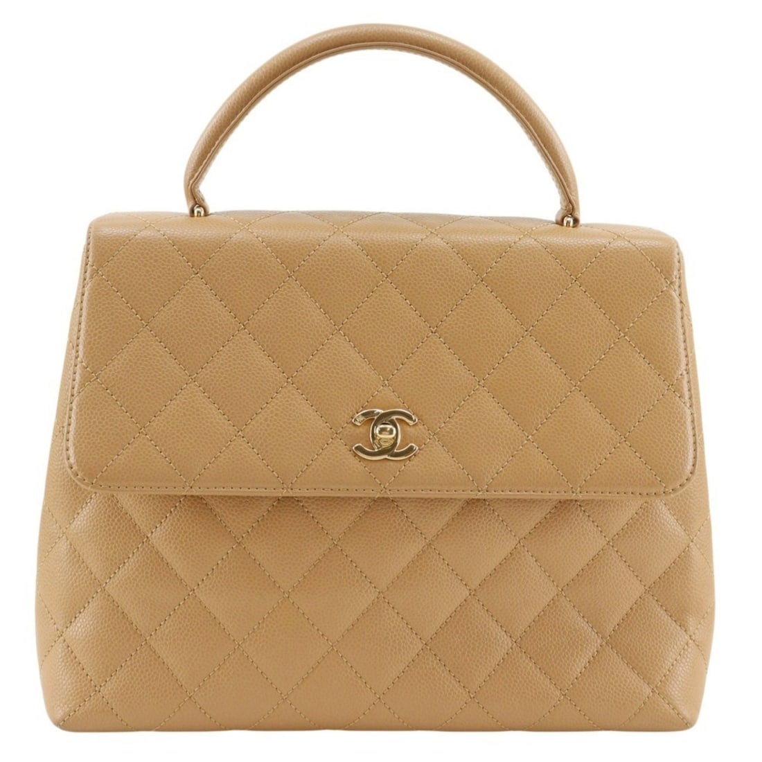 Chanel Matelassé Top Handle Bag, A12397, Caviar Leather, Beige, A5 size, Turnlock, Women's.: --- Catalog ---Category: SizeSize (HxWxD): 23cm x 30cm x 11cm / 9.05'' x 11.81'' x 4.33''Category: DesignType: HandbagColor: BeigeGender: WomenMaterial: Grained Calfskin Category: GeneralBrand: Chanel