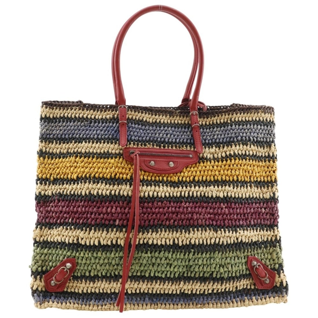 Balenciaga The Paper Tote Bag, 515859, Raffia, Red/Multicolor, Open, Women's.: --- Catalog ---Category: SizeSize (HxWxD): 32cm x 39cm x 23cm / 12.59'' x 15.35'' x 9.05''Category: DesignType: Tote bagColor: Multi-color, Red colorGender: WomenMaterial: Raffia Category: GeneralBran