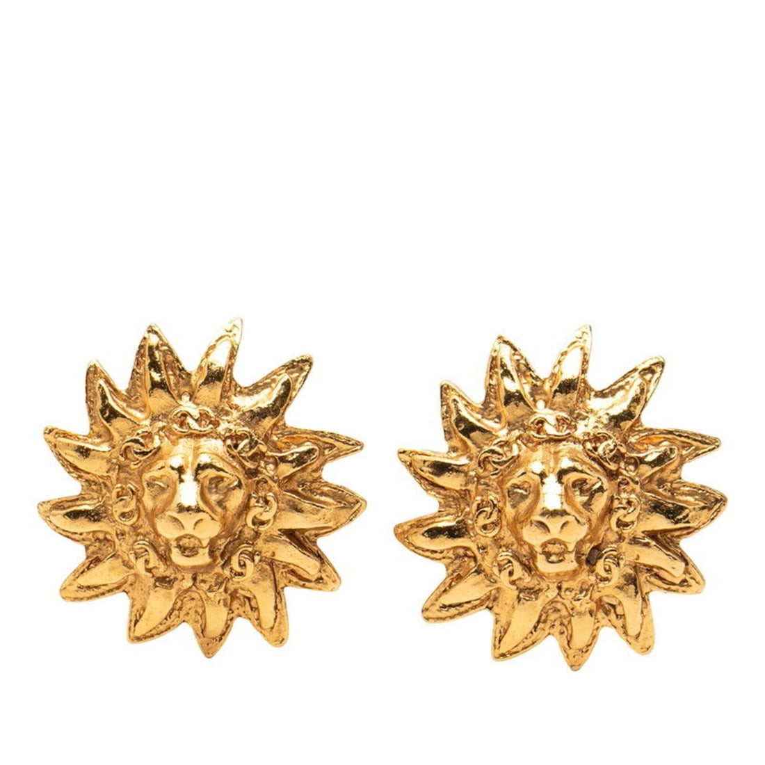 Chanel Coco Mark Lion Motif Earrings, Gold Plated, Women's CHANEL: --- Catalog ---Category: SizeSize (HxWxD): 33.50mm x 35.00mm / 1.32'' x 1.38''Category: DesignType: Clip earringsColor: GoldGender: WomenMaterial: Gold platingCategory: GeneralBrand: Chanel--- Item Li