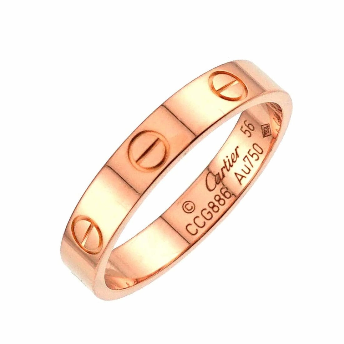 Cartier Mini Love Ring #56, 18K PG Pink Gold 750.: --- Catalog ---Category: SizeUS Size: 8Brand Size: 56Category: DesignType: Band ringGender: Women,MenMaterial: Pink gold (18K)Category: GeneralBrand: Cartier--- Item List ---Section: ConditionRanking: