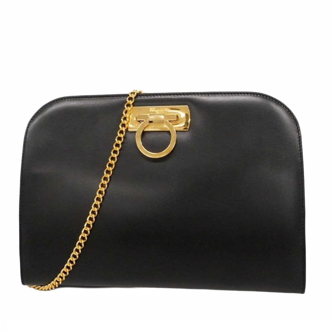 Salvatore Ferragamo Gancini Leather Shoulder Bag, Black, Women's: --- Catalog ---Category: SizeSize (HxWxD): 20cm x 28cm x 5cm / 7.87'' x 11.02'' x 1.96''Category: DesignType: Shoulder bagColor: BlackGender: WomenMaterial: Leather Hardware Color: GoldCategory: Gener