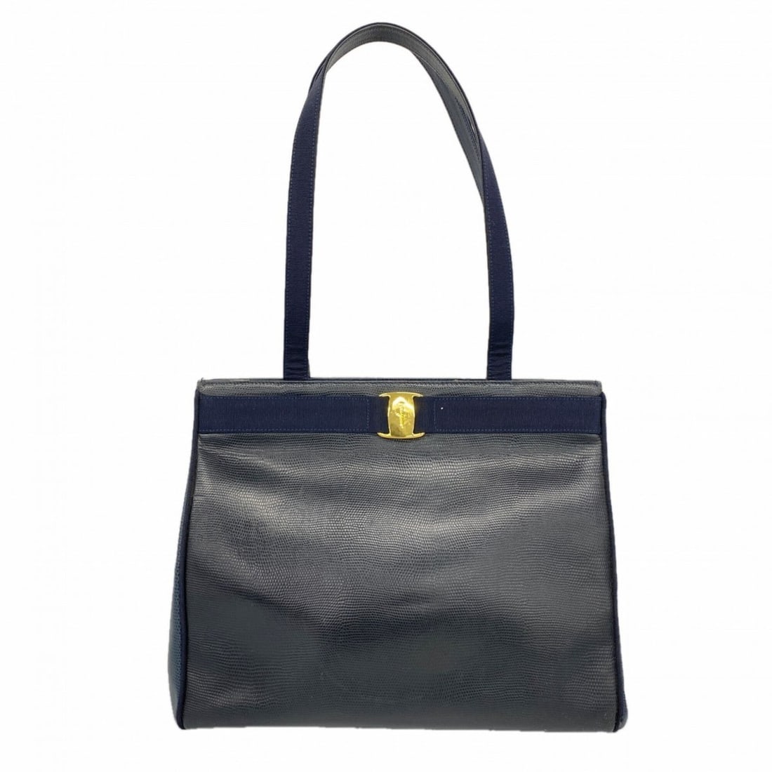 Salvatore Ferragamo Vara Leather Tote Bag, Navy, Women's: --- Catalog ---Category: SizeSize (HxWxD): 28cm x 34.5cm x 13cm / 11.02'' x 13.58'' x 5.11''Category: DesignType: Tote bagColor: NavyGender: WomenMaterial: Leather Hardware Color: GoldCategory: Genera