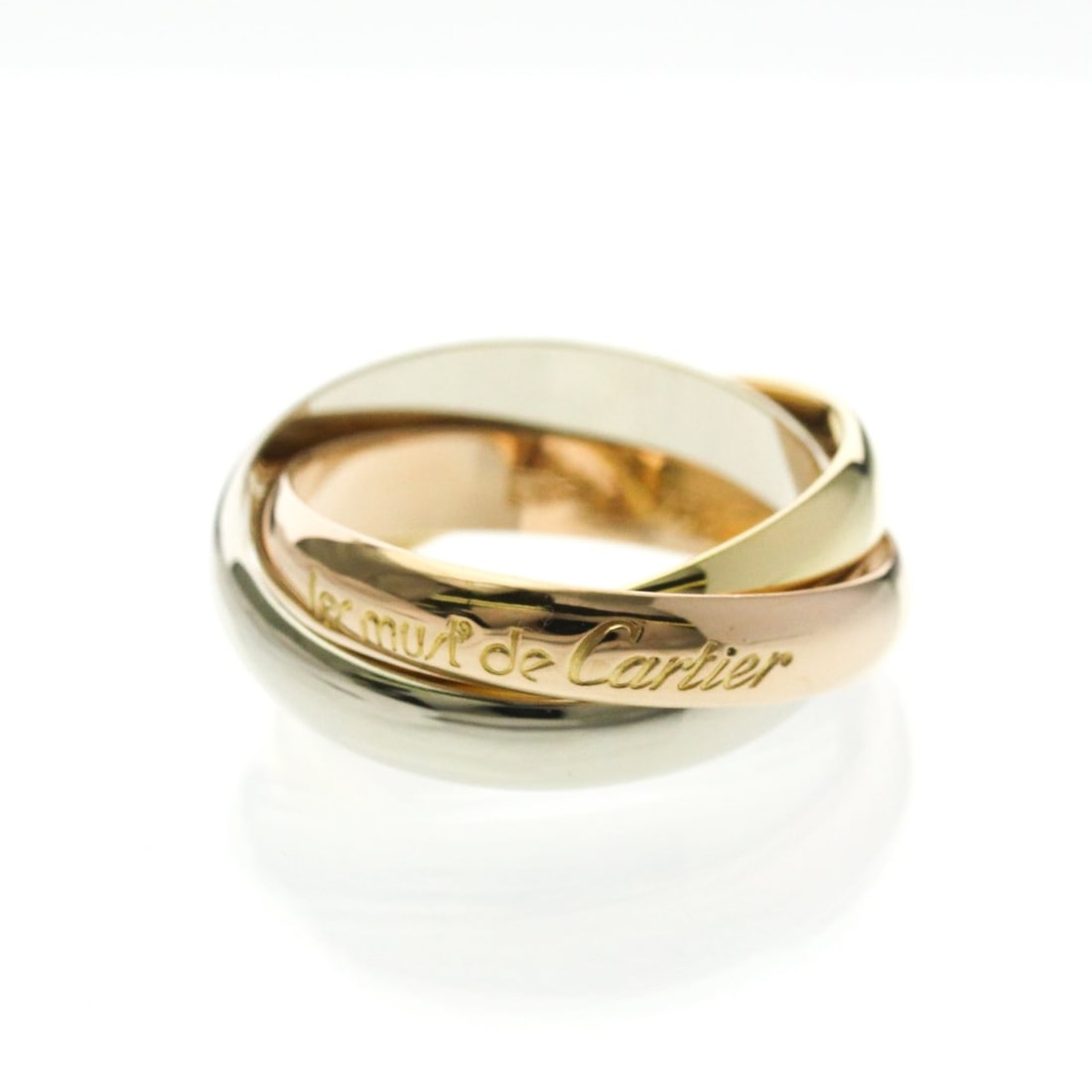 Cartier Trinity Yellow Gold (18K),Pink Gold (18K),White Gold (18K) Fashion No Stone Band Ring Gold: --- Catalog ---Category: SizeWidth: 3.6mm / 0.14''Weight: 8g / 0.28oz.JP Size: 12US Size: 6Brand Size: 52Category: DesignType: Band ringColor: GoldMetal: Gold, White GoldStone: No StoneStyle: FashionG