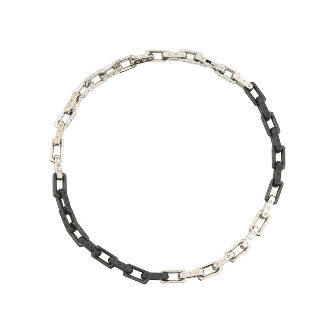 Louis Vuitton Monogram Chain Necklace M00677 LOUIS VUITTON Men's: --- Catalog ---Category: SizeNeck Circumference: 55 cm / 21.65''Category: DesignColor: Black, SilverGender: MenMaterial: MetalNecklace Type: NecklaceCategory: GeneralLine: MonogramBrand: Louis Vuitton